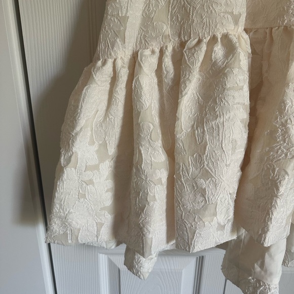 ASOS EDITION textured smock dress with tiered hem in cream - Picture 8 of 12